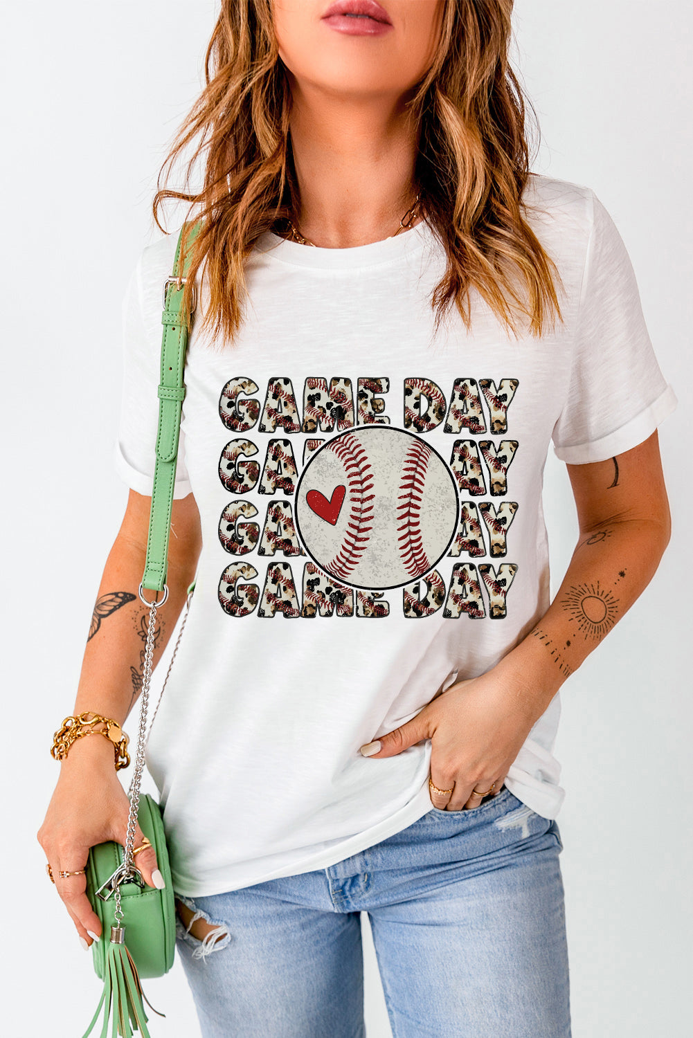 White Leopard "GAME DAY Baseball" Graphic T Shirt