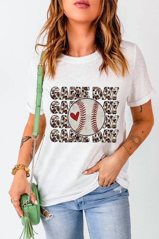 White Leopard "GAME DAY Baseball" Graphic T Shirt