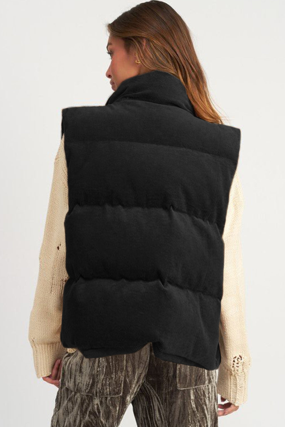  Corduroy Zip Puffer Vest