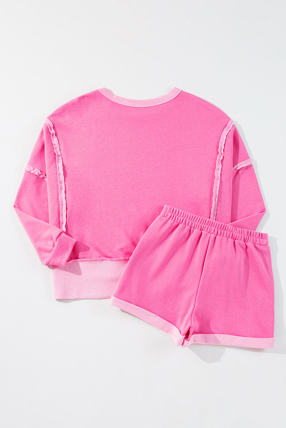 Pink Long Sleeve Top and Shorts Set