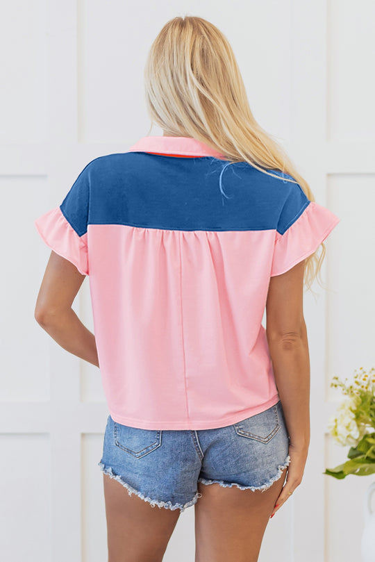 Connie Ruffled Pink T Shirt