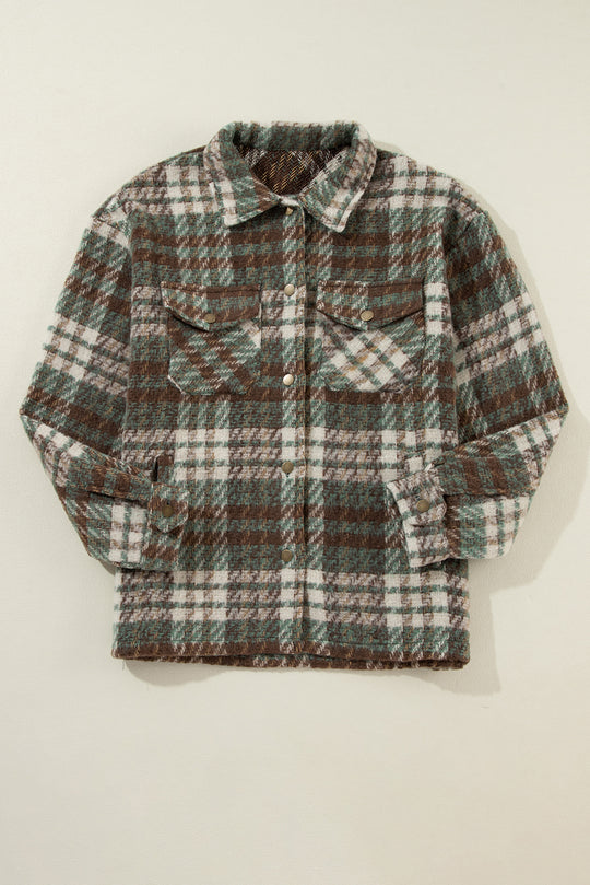 Sage Plaid Collar Shacket