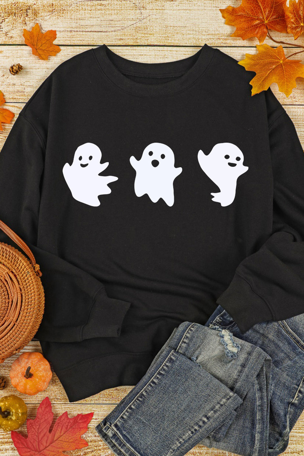 Black Halloween Spooky Ghosts Sweatshirt