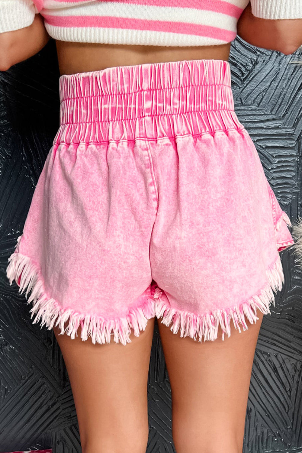 Frayed Pink Denim Skort