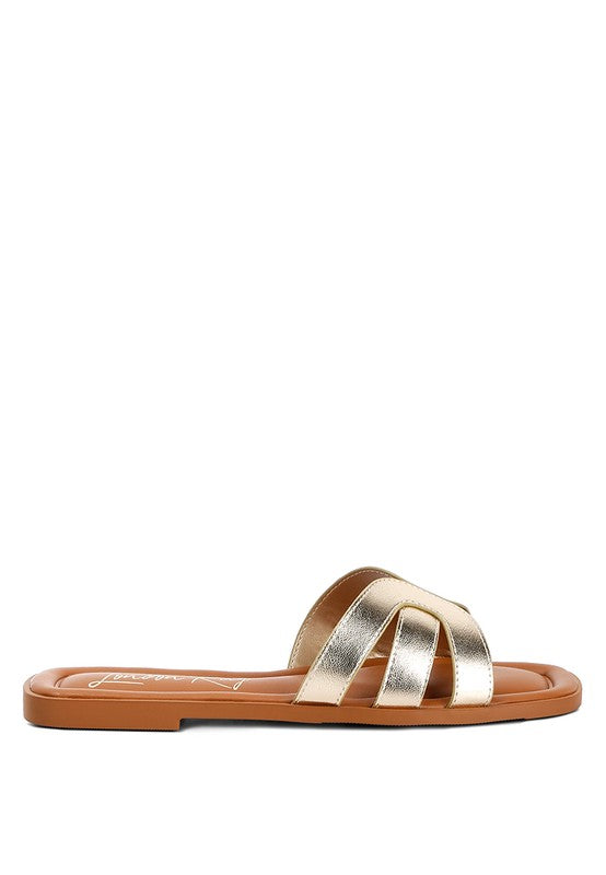 Aura Leather Flat Sandals