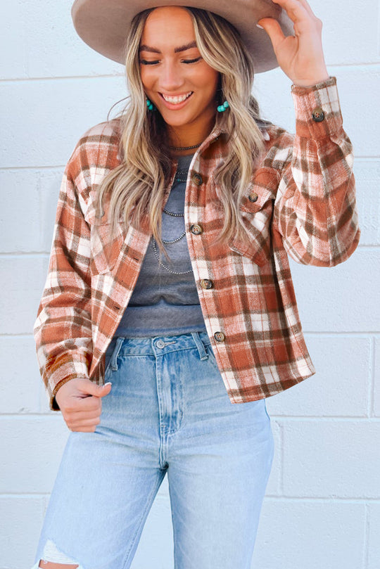 Plaid Orange Short Jacket