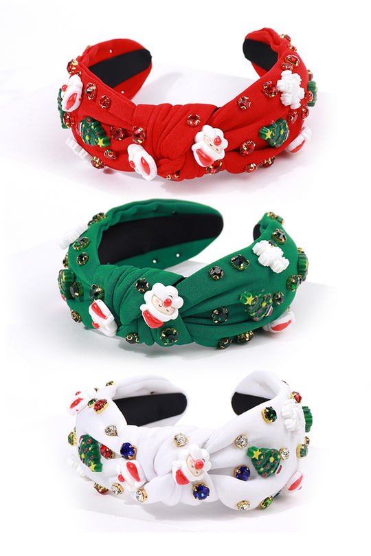  Christmas Rhinestone Icons Knotted Headband