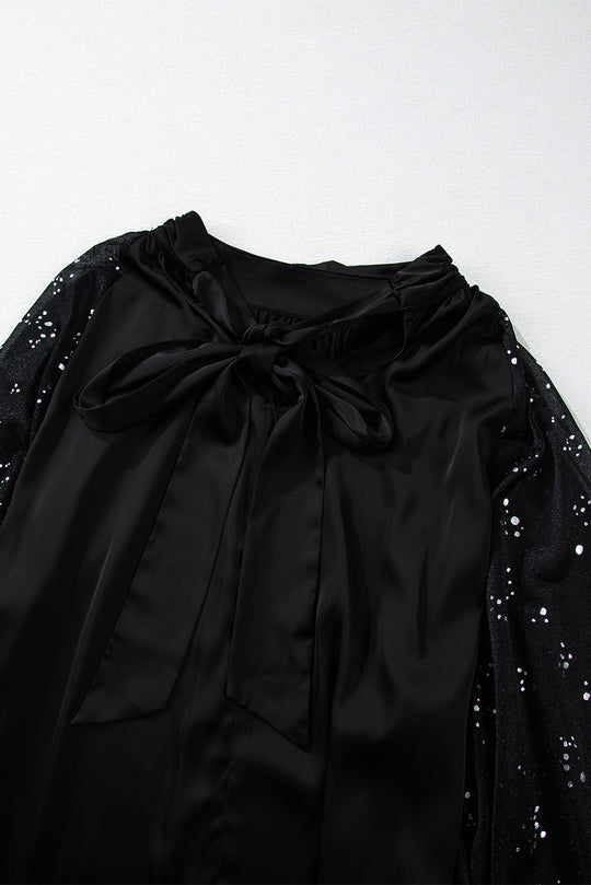 Shimmery Black Glitter Mini Dress