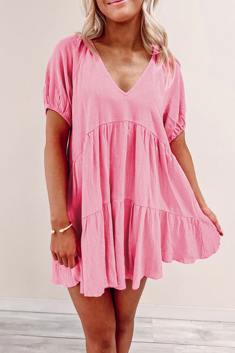 Pretty Pink Tiered Swing Dress