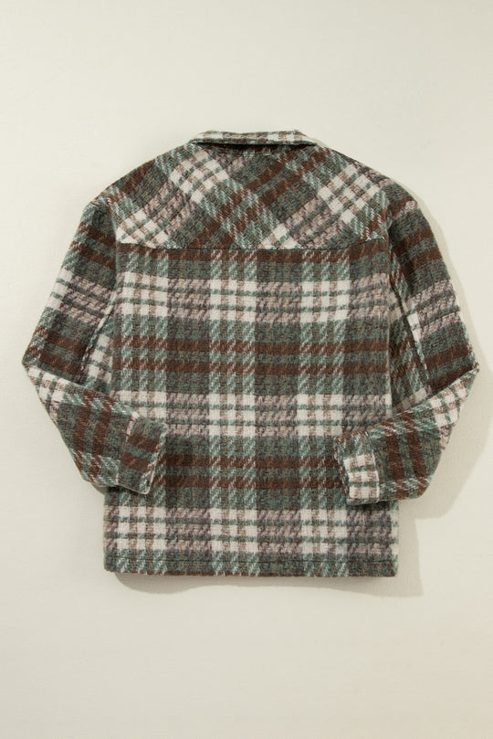 Sage Plaid Collar Shacket