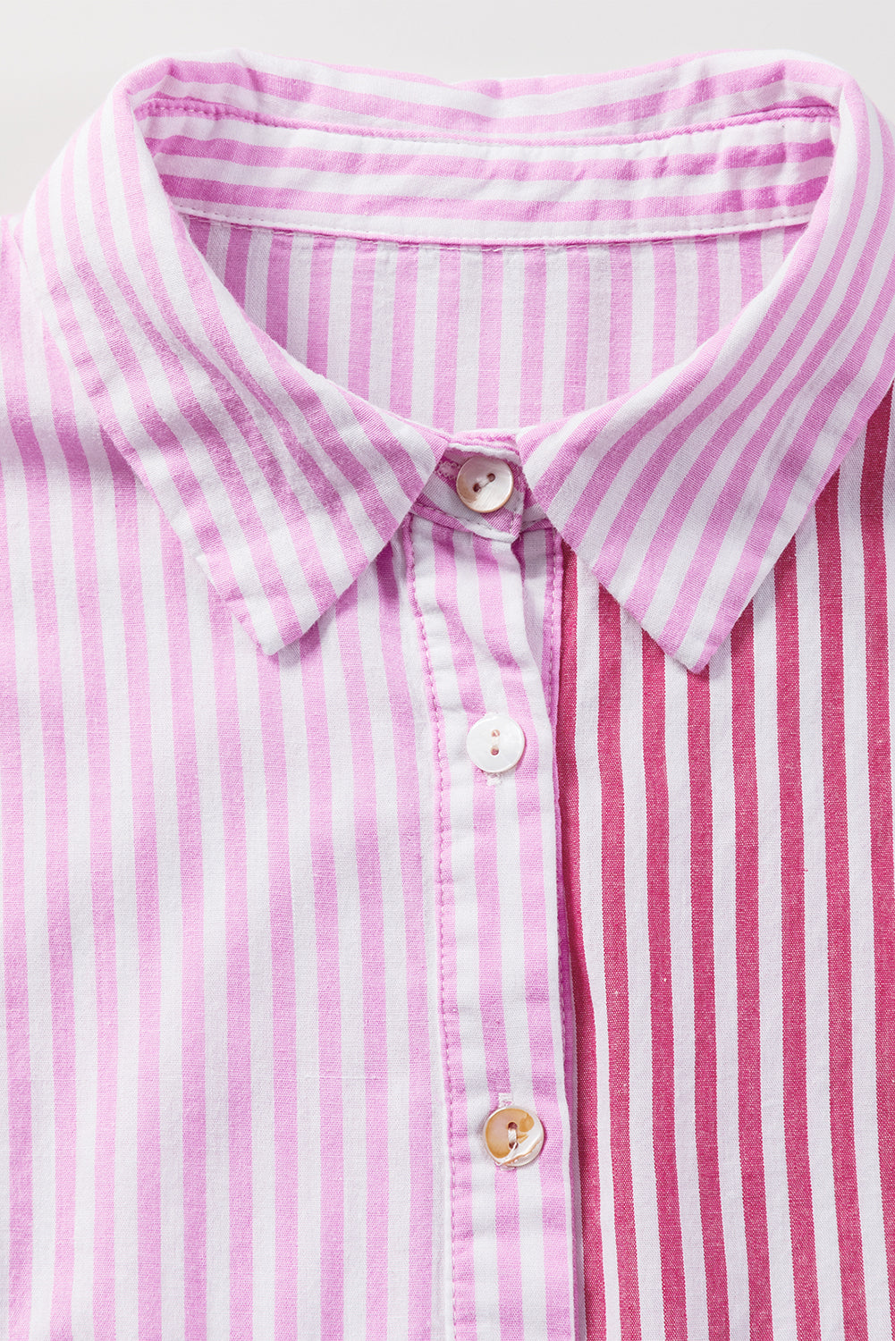 Ruffled Pink Stripe Button Shirt - Klazzi Fashion Boutique