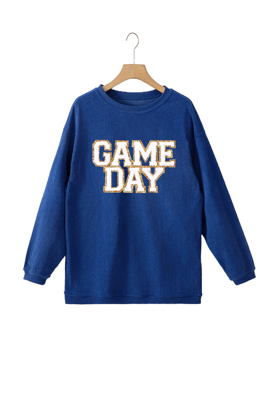  Blue "GAME DAY" Glitter Sweatshirt