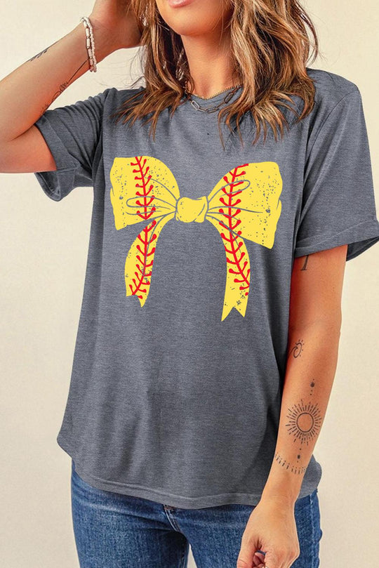 Baseball Bowknot Graphic T-Shirt