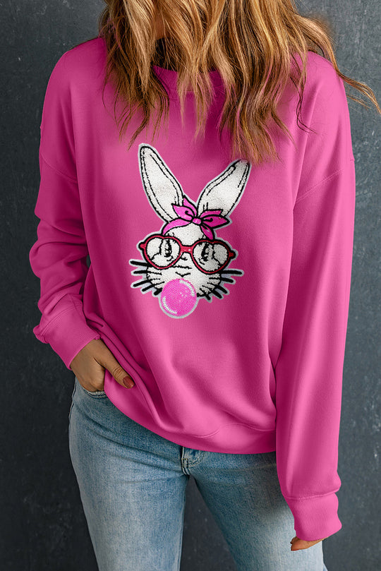 Sequin Bubble Gum Rabbit Graphic Sweatshirt