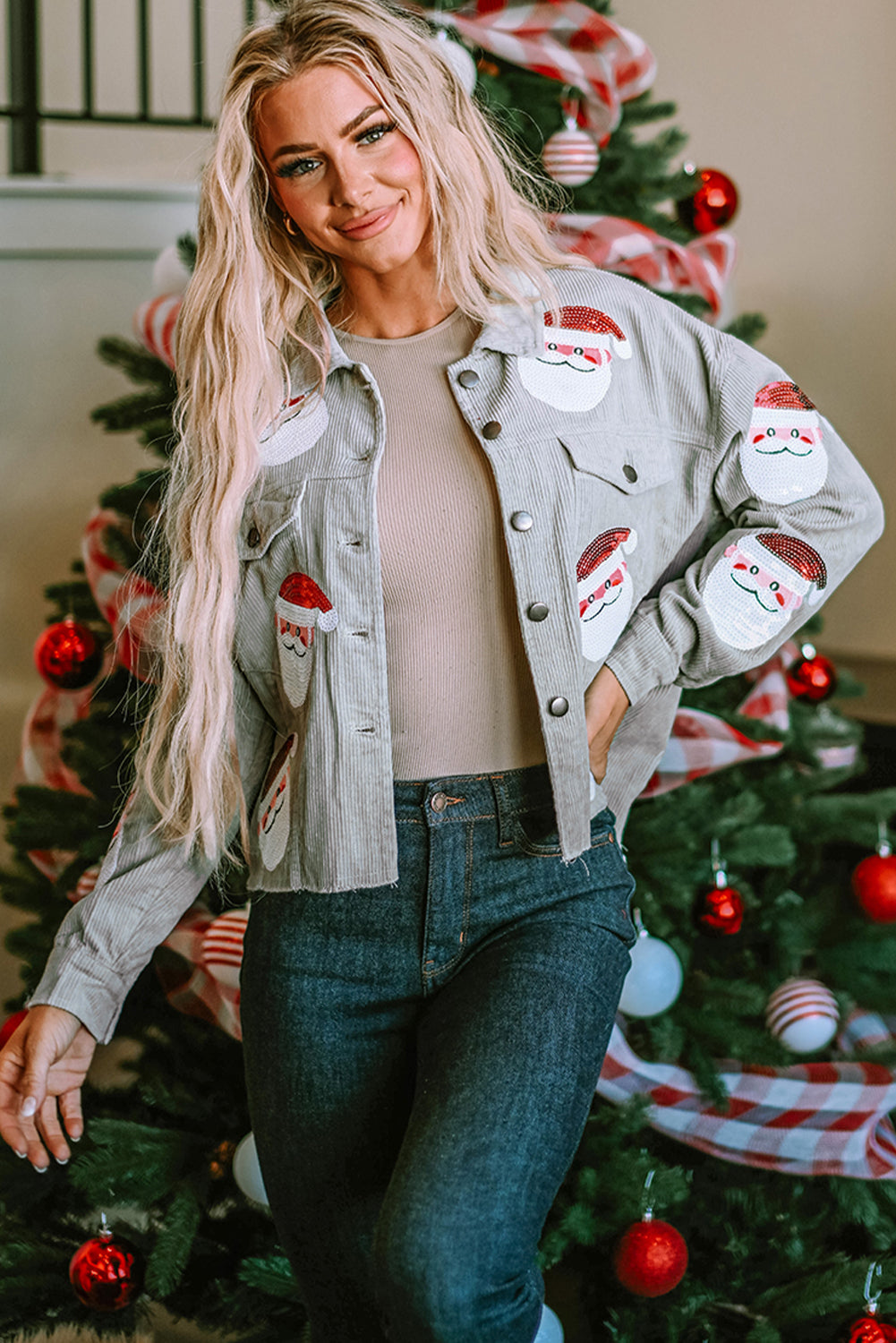  Sequin Sassy Santa Claus Corduroy Jacket