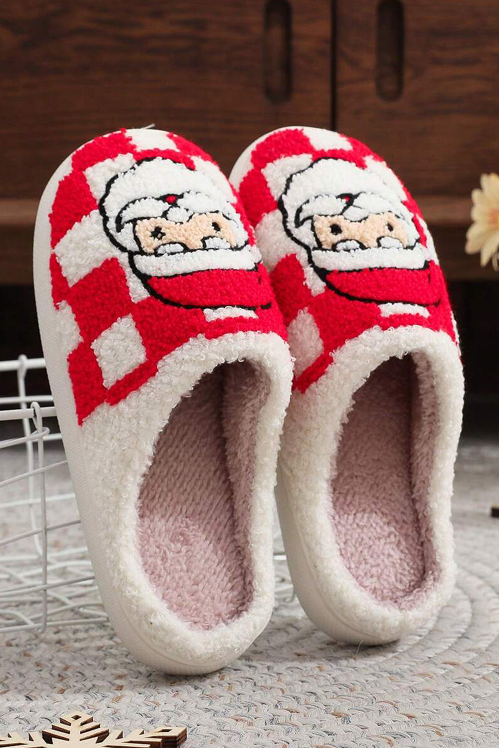 Red Checkered Santa Claus Slippers