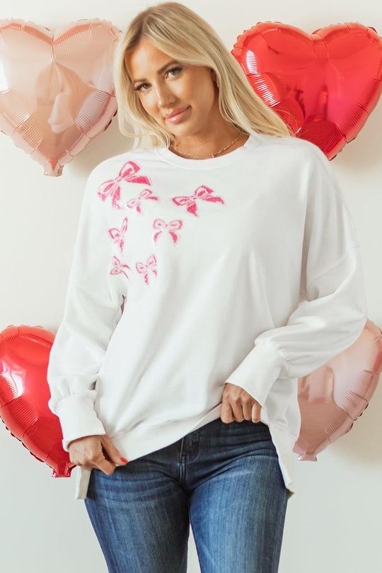 Sequin Designer Bows Oversize Sweatshirt