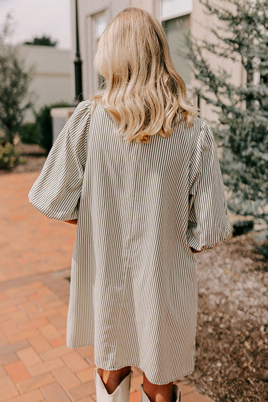 Striped Green Short Dress 