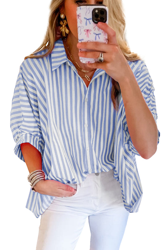 Sky Blue Stripe Oversize Shirt