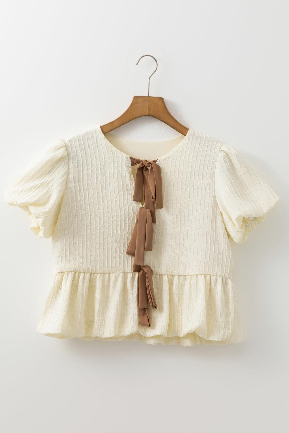 Lizzy Cream Bow Ties Blouse