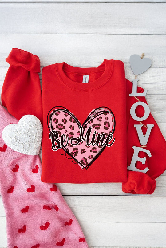 Valentine "Be Mine" Leopard Heart Sweatshirt