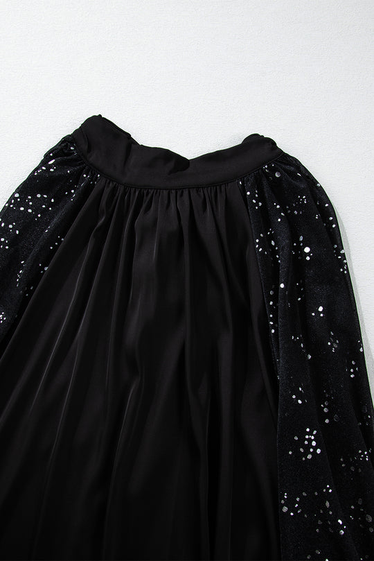 Shimmery Black Glitter Mini Dress