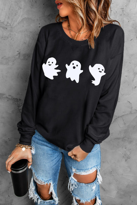 Black Halloween Spooky Ghosts Sweatshirt