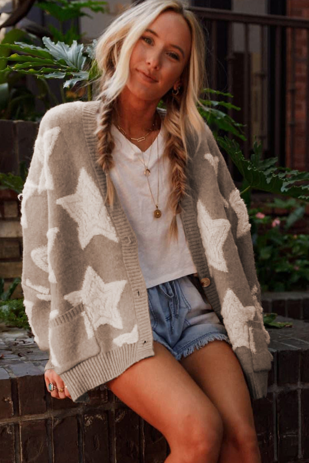 Debra Tan Sherpa Star Sweater Cardigan