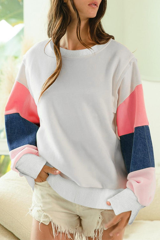 Kaci Denim French Terry Long Sleeve Top