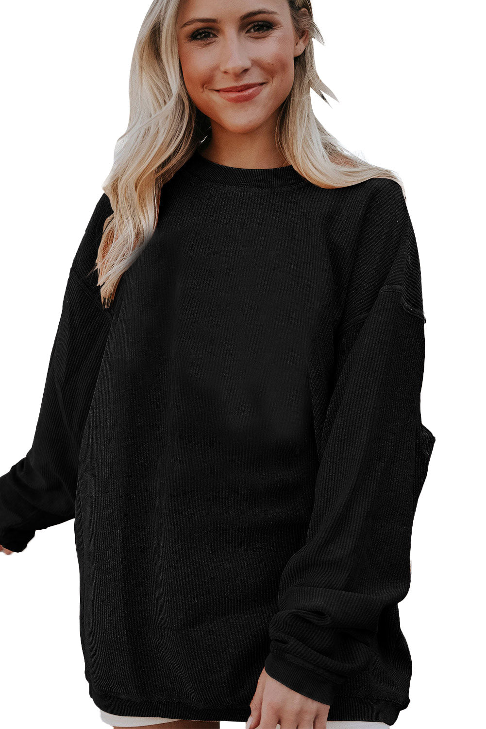 Slouchy Ribbed Corduroy Oversized Sweatshirt