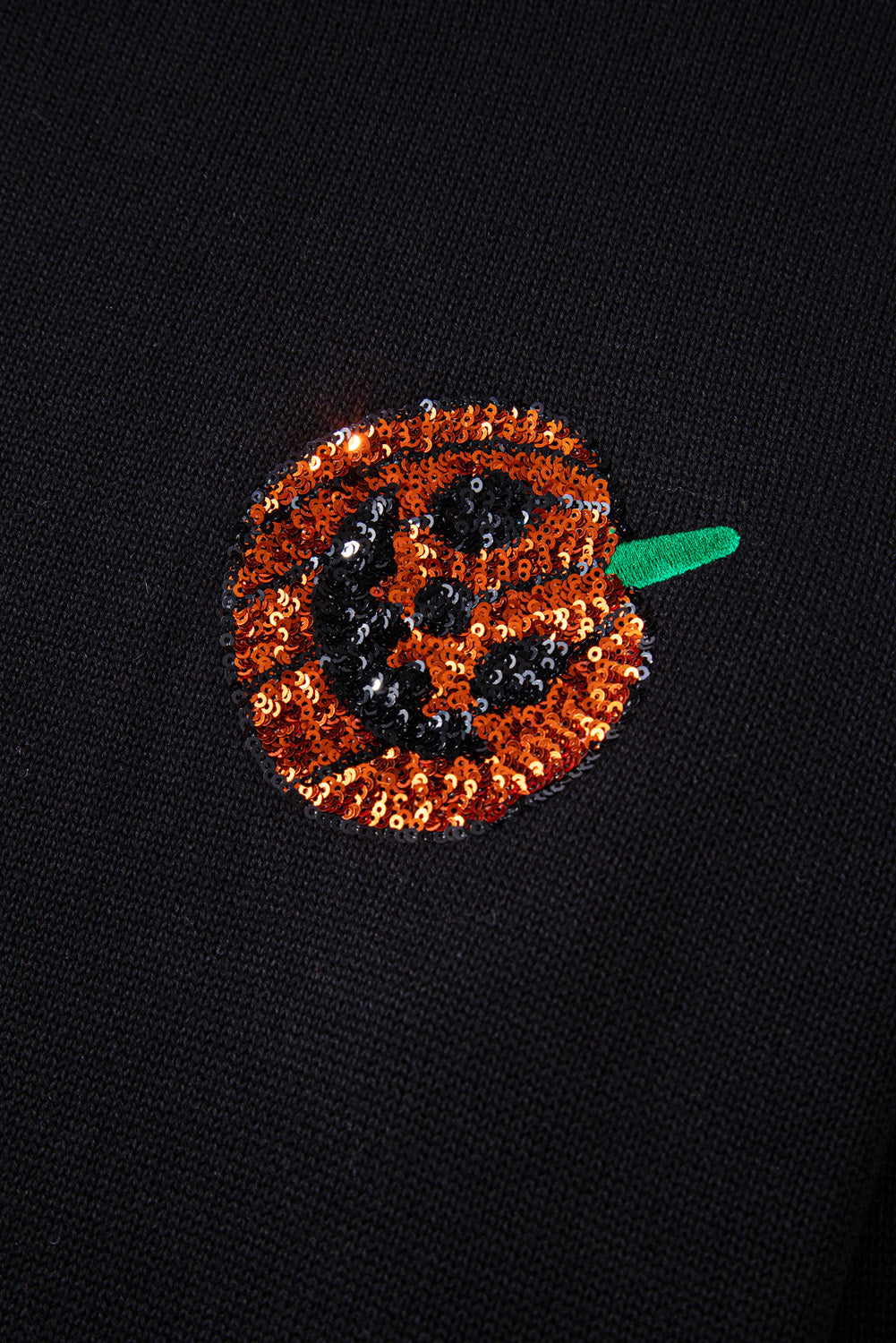 Plus Size Halloween Sequin Pumpkin Pattern Sweater