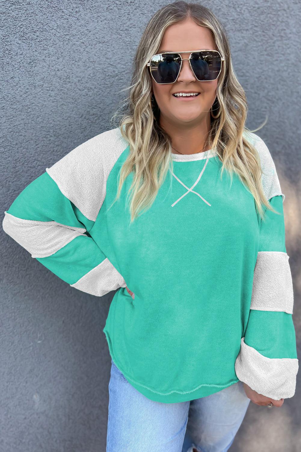 Cross Seam Turquoise Plus Sweatshirt