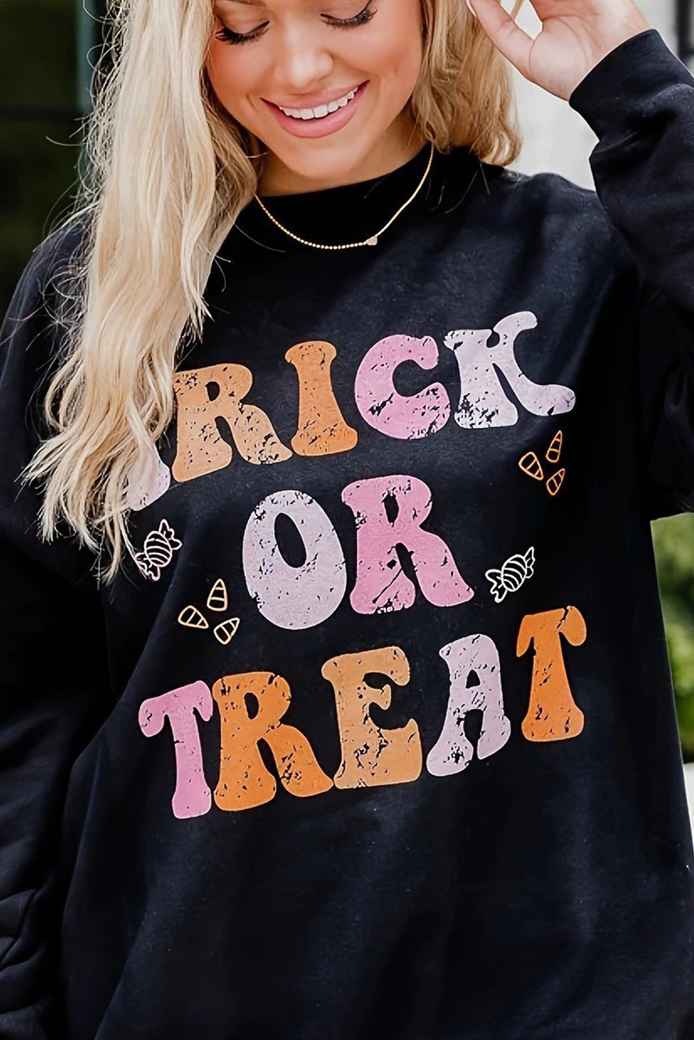 Black Halloween "TRICK OR TREAT" Graphic Sweatshirt