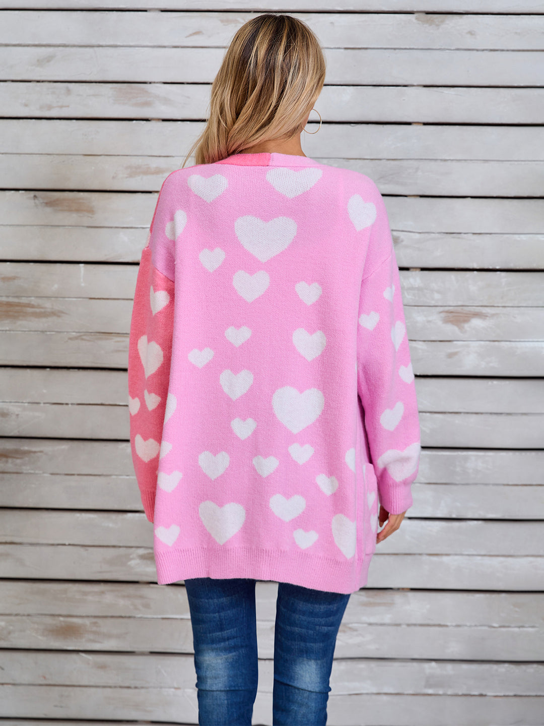 Love Hearts Valentine Long Sleeve Cardigan