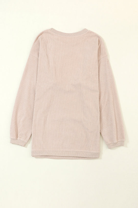 Slouchy Ribbed Corduroy Oversized Sweatshirt