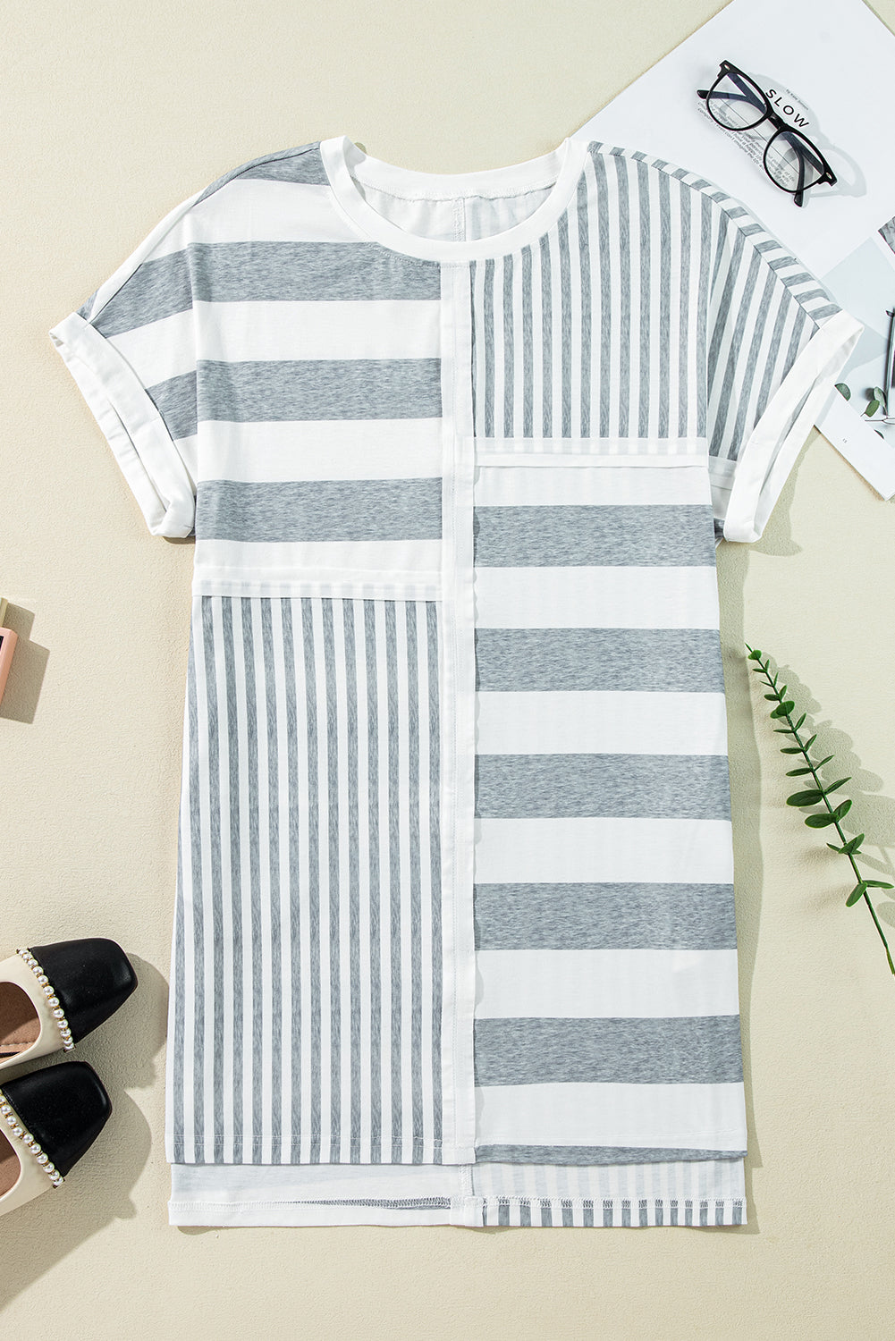 Mixed Stripes Mini T-Shirt Dress