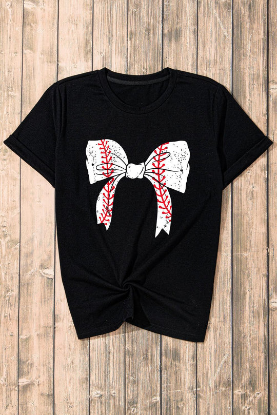 Baseball Bowknot Graphic T-Shirt