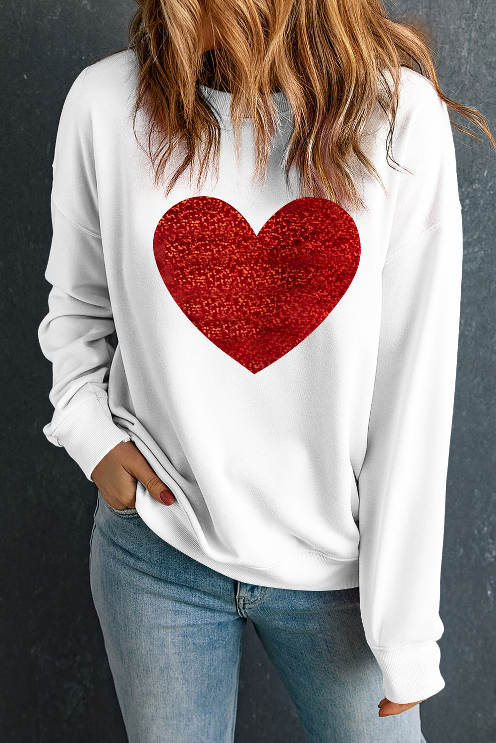 Sparkle Glitter Valentine Heart Sweatshirt