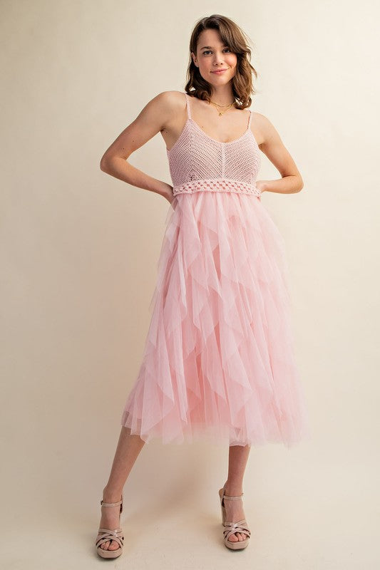 FABULOUS MIDI CROCHET TULLE DRESS