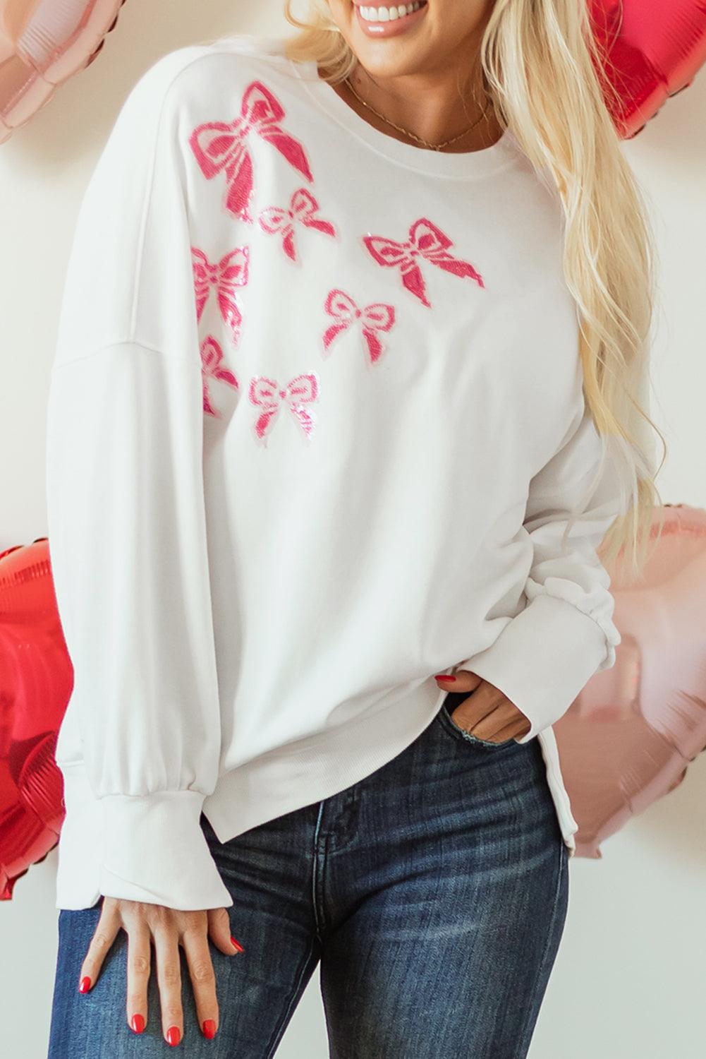 Sequin Designer Bows Oversize Sweatshirt