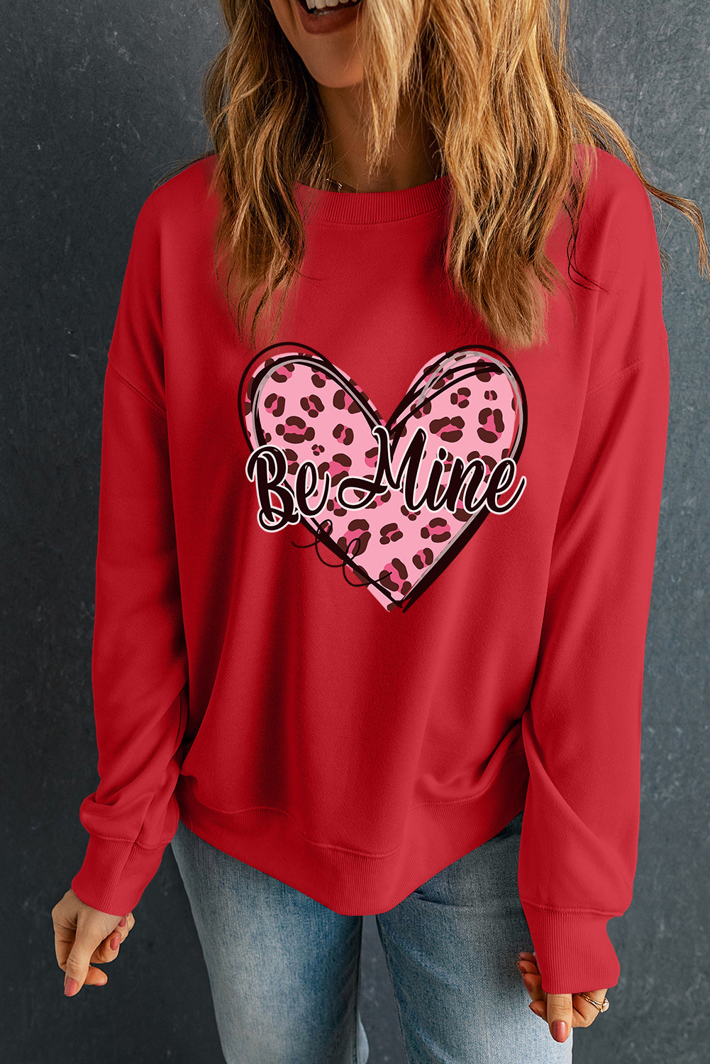 Valentine "Be Mine" Leopard Heart Sweatshirt