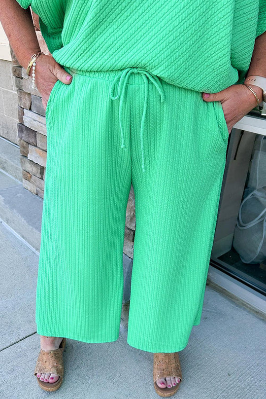 Mint Green Plus Size Wide Leg Capri Set