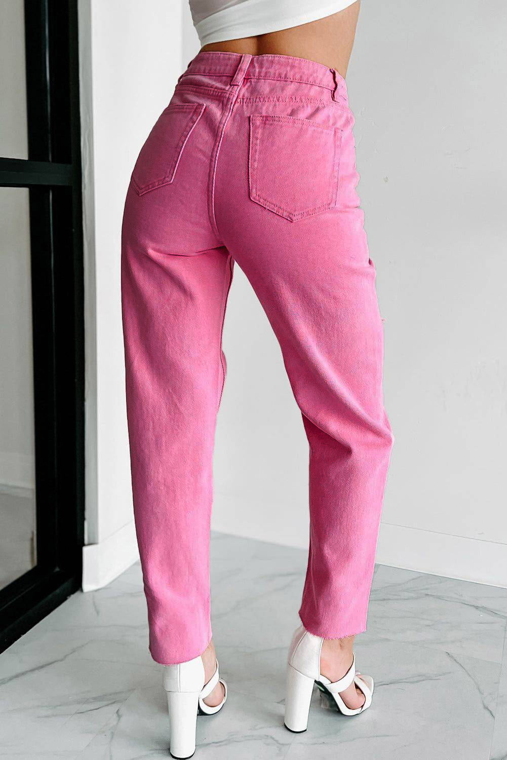 Star Pink Straight Leg Denim - Klazzi Fashion Boutique