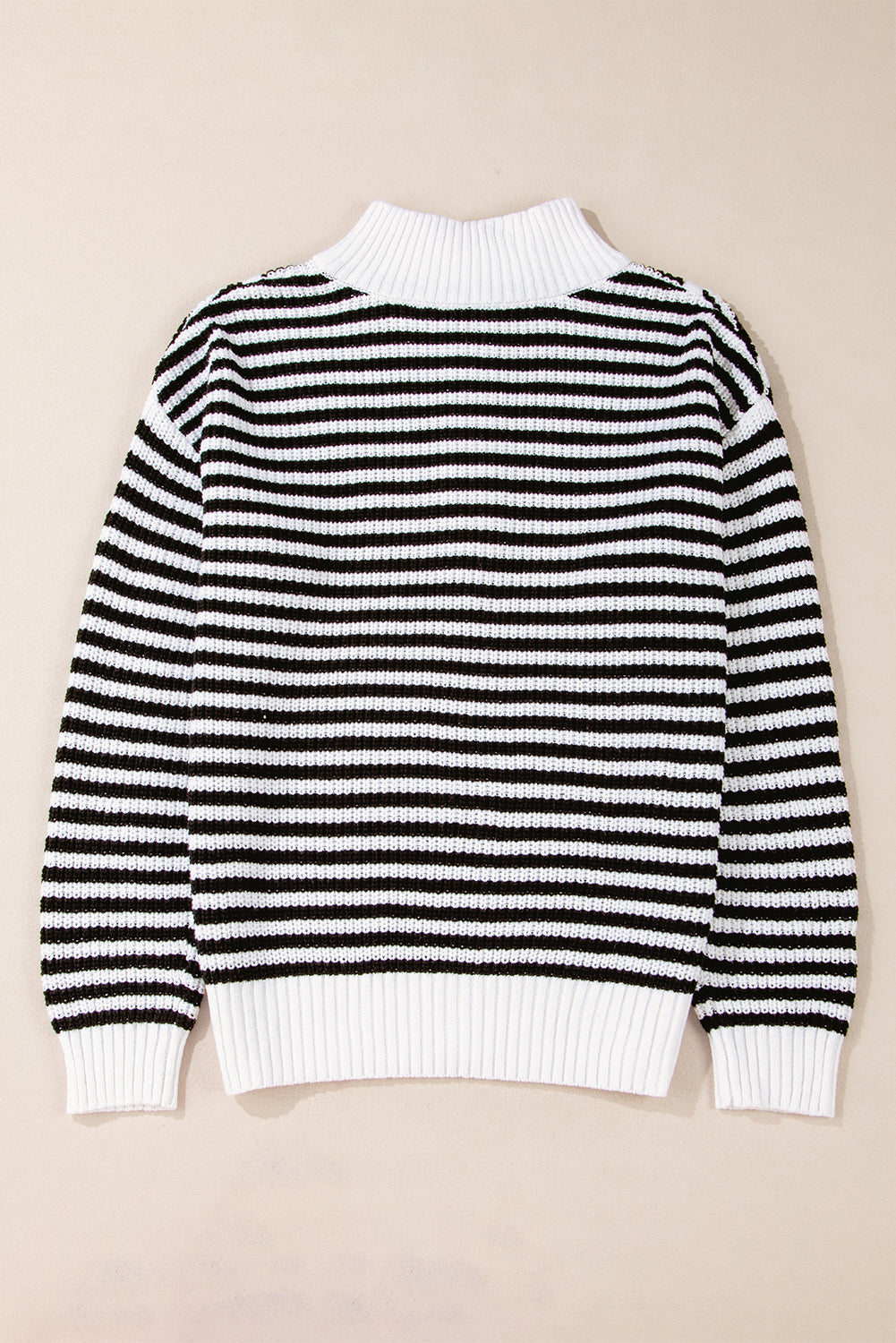 Stripe Zipper Collar Sweater