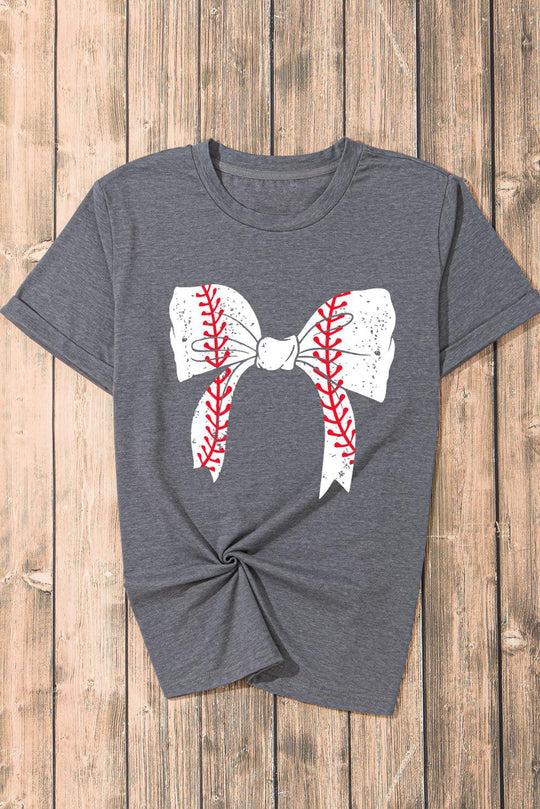  Baseball Bowknot Graphic T-Shirt