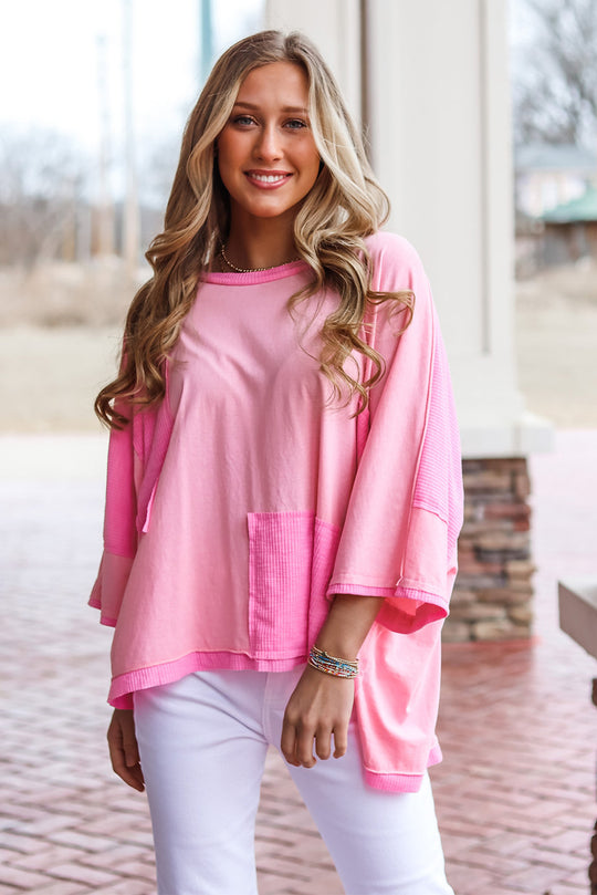 Alison Pink Patchwork Loose Top