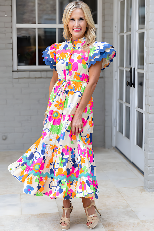 Floral Bright Flower Maxi Dress