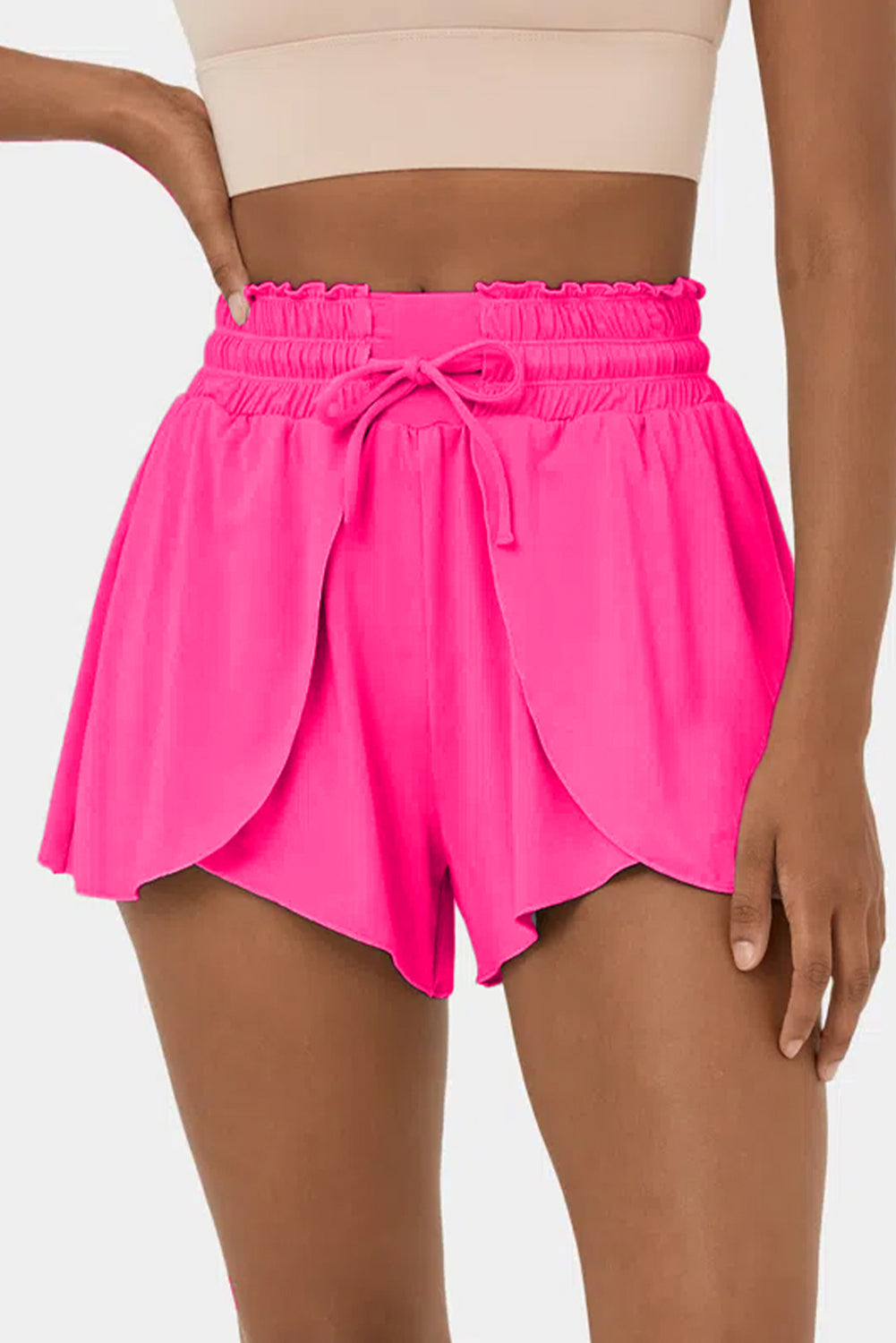 Hot Pink Petal Wrap Swim Shorts