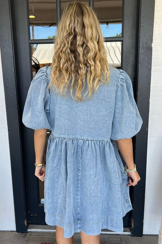 Bowknot Denim Bubble Dress