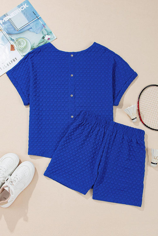 Paula Jacquard Royal Blue Tee and Short Set